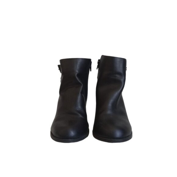 Charlotte Russe Black Faux Leather Chunky Block Heel Ankle Booties Women's 8 - Picture 1 of 12